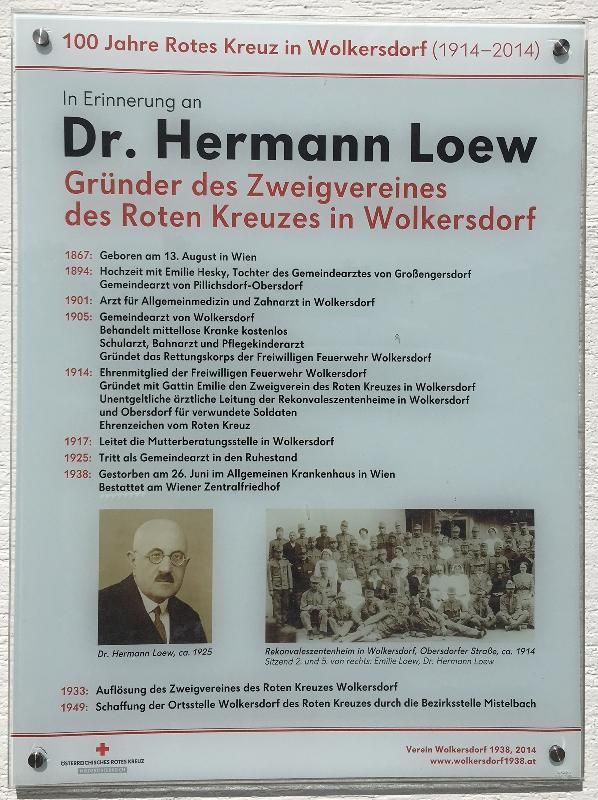 Die Erinnerungstafel von Dr. Hermman Loew